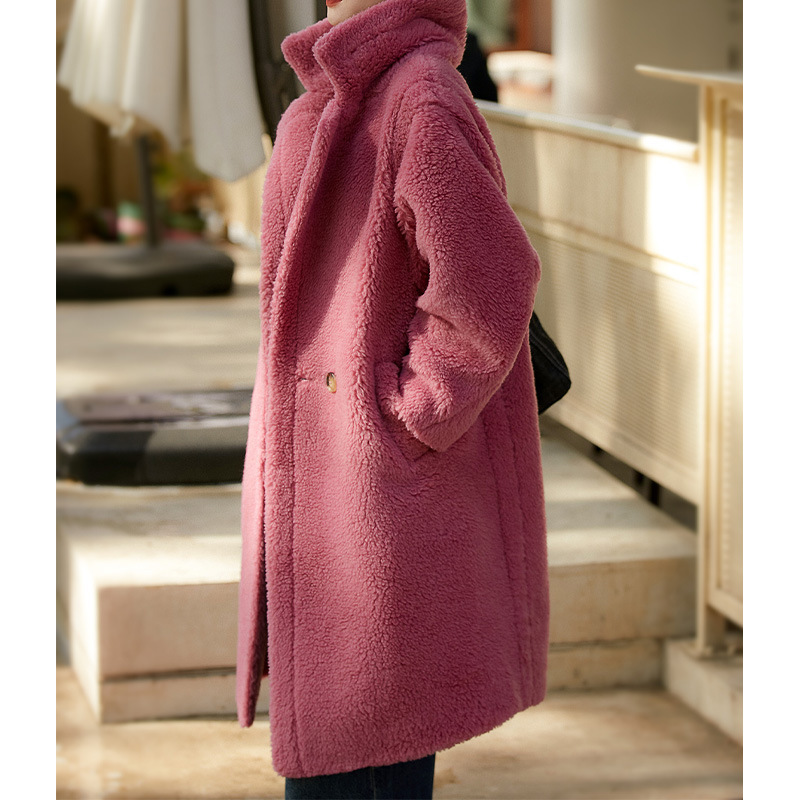 Heavy Weight Fur Integrated Wool + Camel Hair Teddy Capsules Outwear Haining Fur Classy Women's Clothing