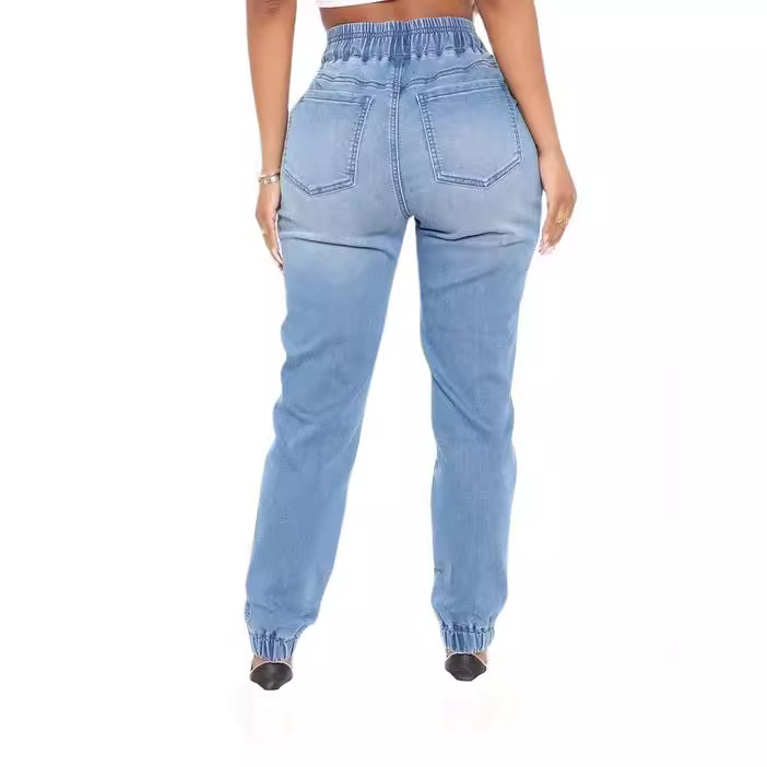 Jeans de Mujer Estilo Callejero Otoño 2025, Lavados, Estilo Harem, Largo a la Rodilla, Color Claro, Cintura Alta