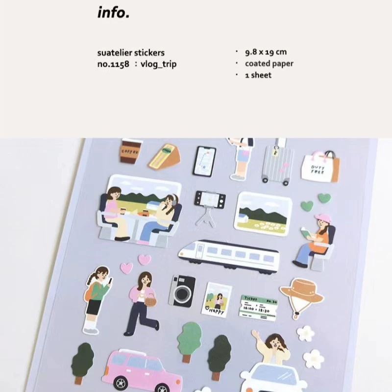Кроссборс Rainbow Hall Южная Корея SUATELIER Travel 1158 Vacation Daily Girl Diary Decoration Handbook Sticker