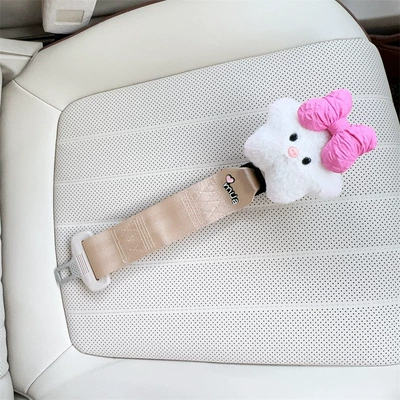 Car seat belt – for pregnant women to prevent abdominal strangulation - beige-anti-strangling-safety-belt-for-pregnant-women-five-pointed-star-with-rose-red-bow