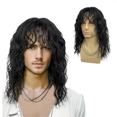 外国貿易新しいヨーロッパとアメリカの男性かつらパンクロックショートカーリーヘアハロウィンドレスアップかつらメーカー卸売ヘッドギア
