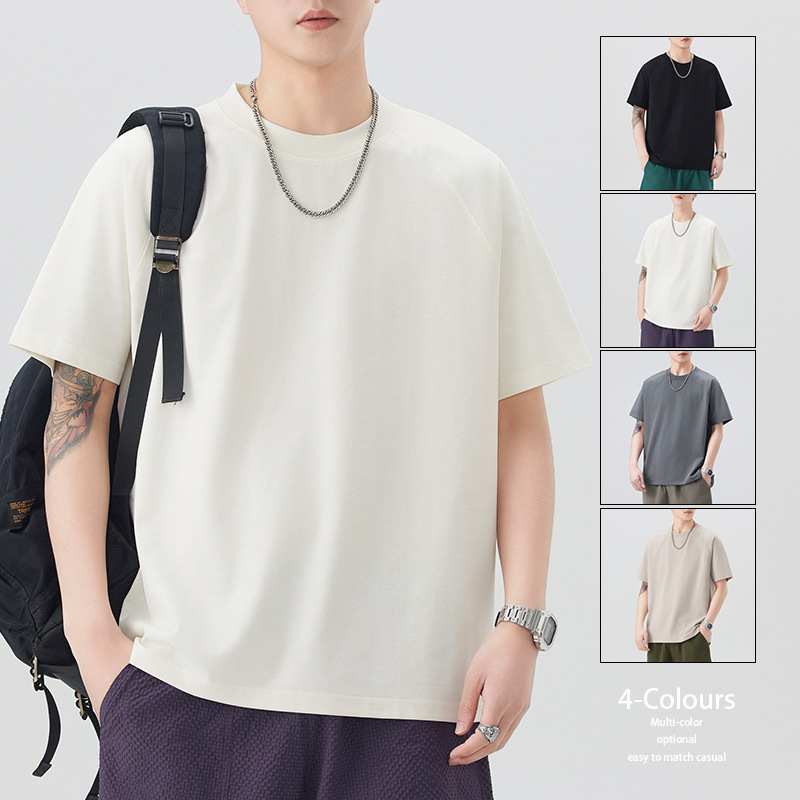 Round neck short sleeve T-shirt men's black brown white military khachi brown youth popular linen loose in stock Round neck short sleeve T-shirt men's black brown white military khachi brown youth popular linen loose in stock