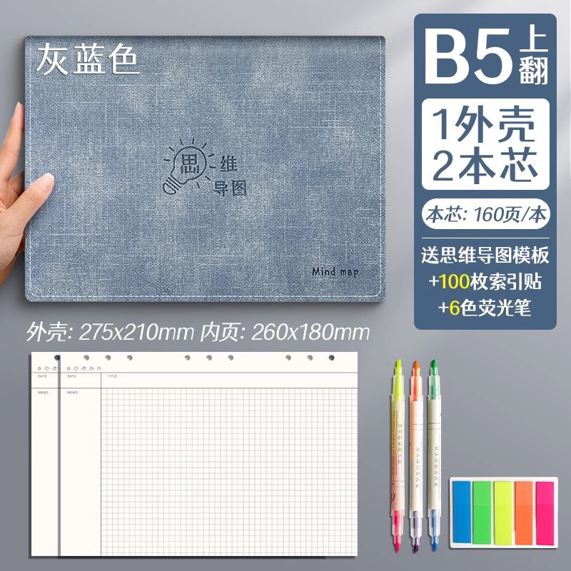 B 5思惟導図バインダーはメッシュの方眼ノートのソフトケースの大学院受験のA4を取り外して芯のノートを交換することができます。|undefined