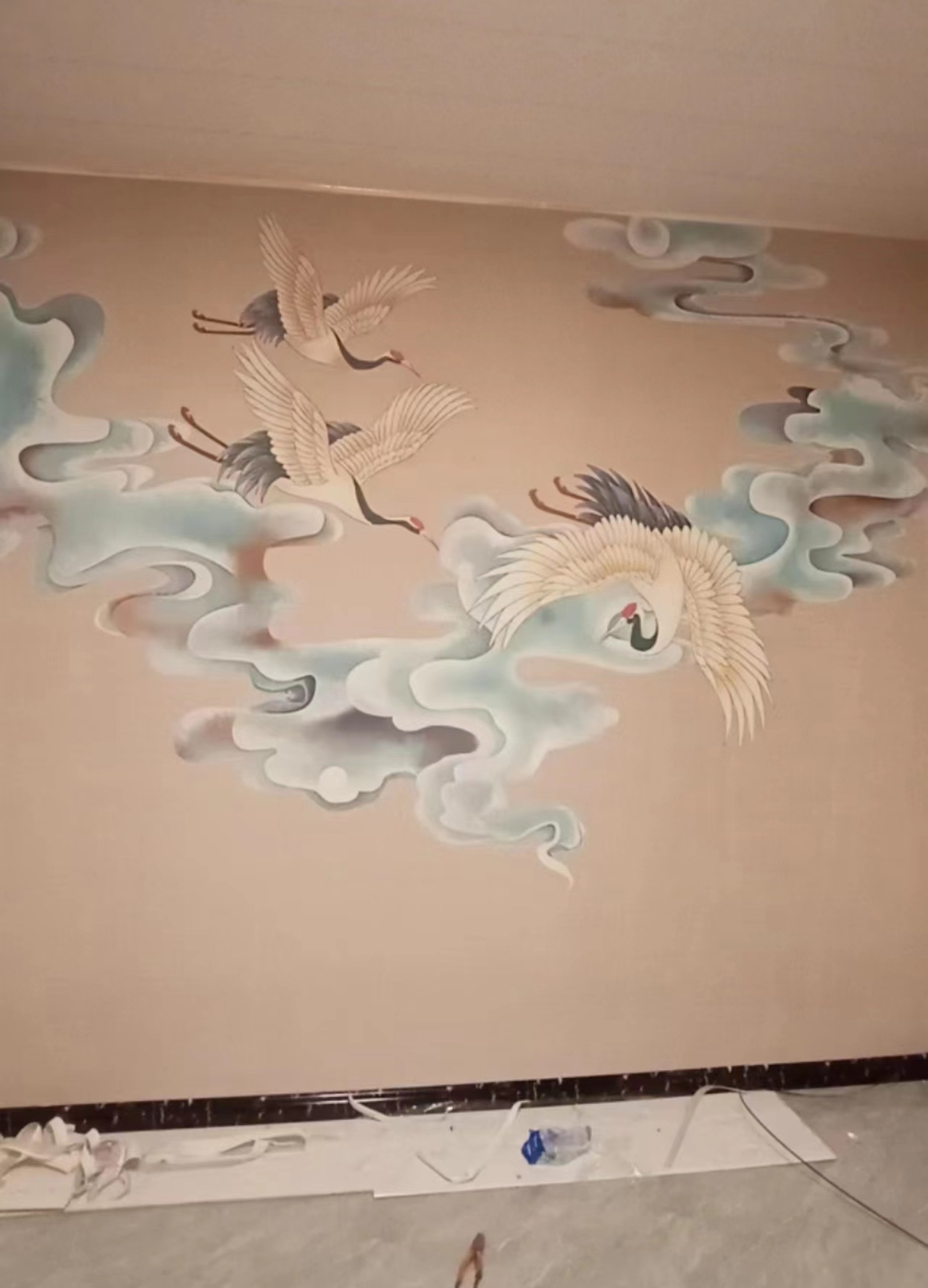 新中式背景墙祥云