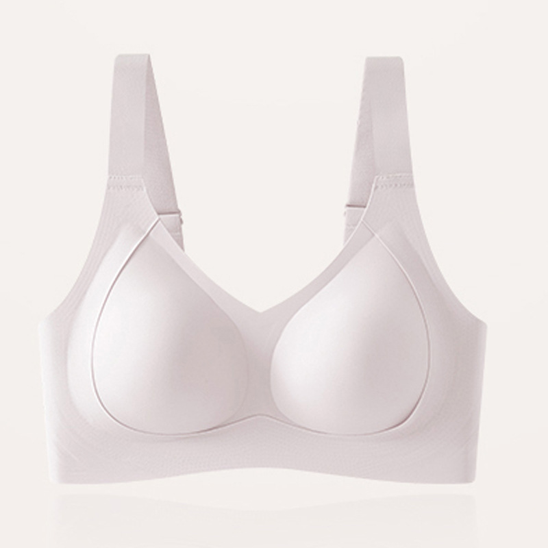 Gran tamaño de elevación de soporte suave ropa interior damas sin marcas sin anillo de acero sujetador recopilado anti-caída sujetador de copa fija