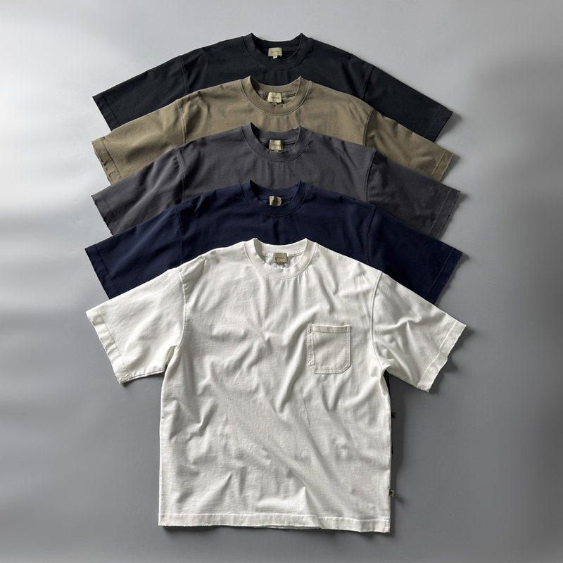 350g Heavyweight Washed Vintage Short-Sleeve T-Shirt for Men, Japanese Retro Loose Fit Drop Shoulder Sleeve Men's T-Shirt, Pure Cotton Tee 350g Heavyweight Washed Vintage Short-Sleeve T-Shirt for Men, Japanese Retro Loose Fit Drop Shoulder Sleeve Men's T-Shirt, Pure Cotton Tee