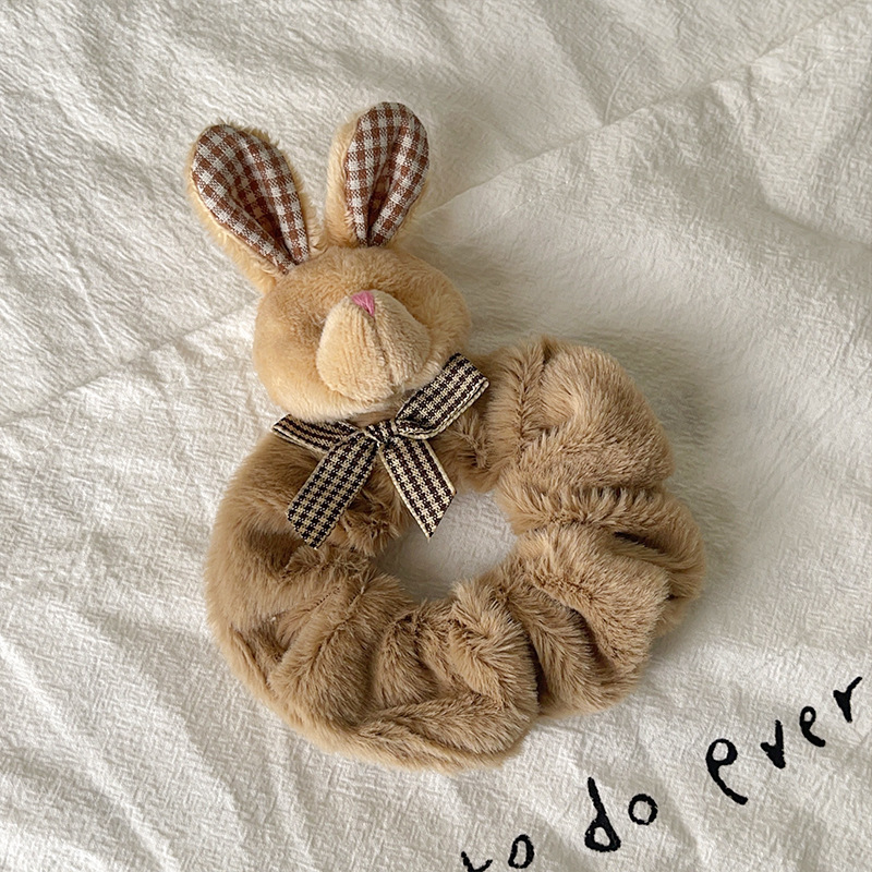 30g Weight Hair Tie Hair Accessories Type 1 Piece Quantity Holiday, Daily Occasion Plush Material Rabbit, Animal, Cartoon, Bear, Knot, Butterfly, Bow Knot Pattern Women's Gender Cute Style Cute Women's Rabbit Animal Cartoon Plush Hair Tie 11
