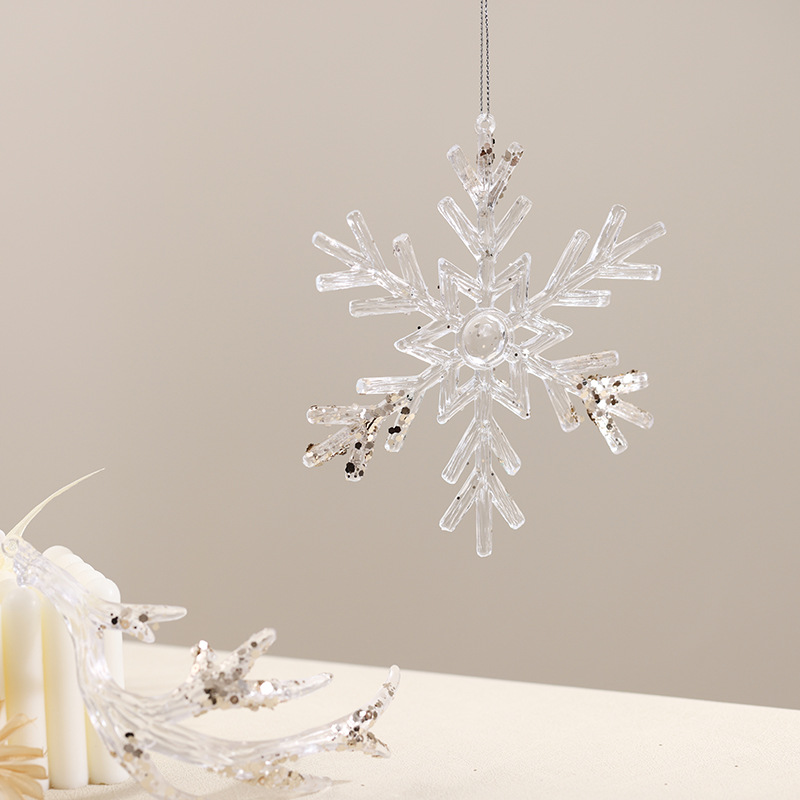 Nuevos productos transfronterizos flocos de nieve de Navidad acrílico transparente alce guirnaldas de decoración de árbol de Navidad colgante colgante