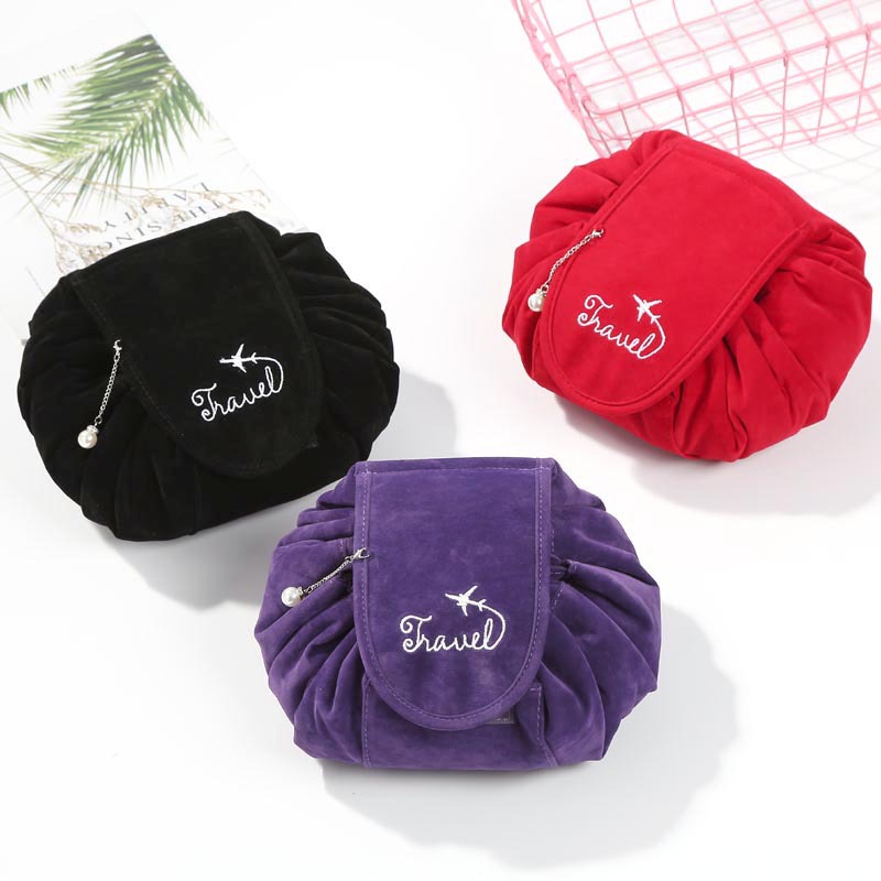Amazon's Popular Korean Velvet Lazy Storage Cosmetic Bag Girls Cosmetics Storage Artifact Cosmetic Bag