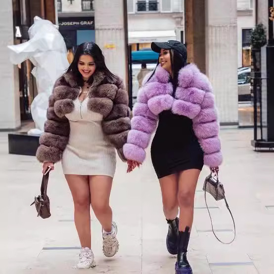 Women's Clothing fur coat short stand collar fur coat fur long sleeve splicing women's coat_voghion.com