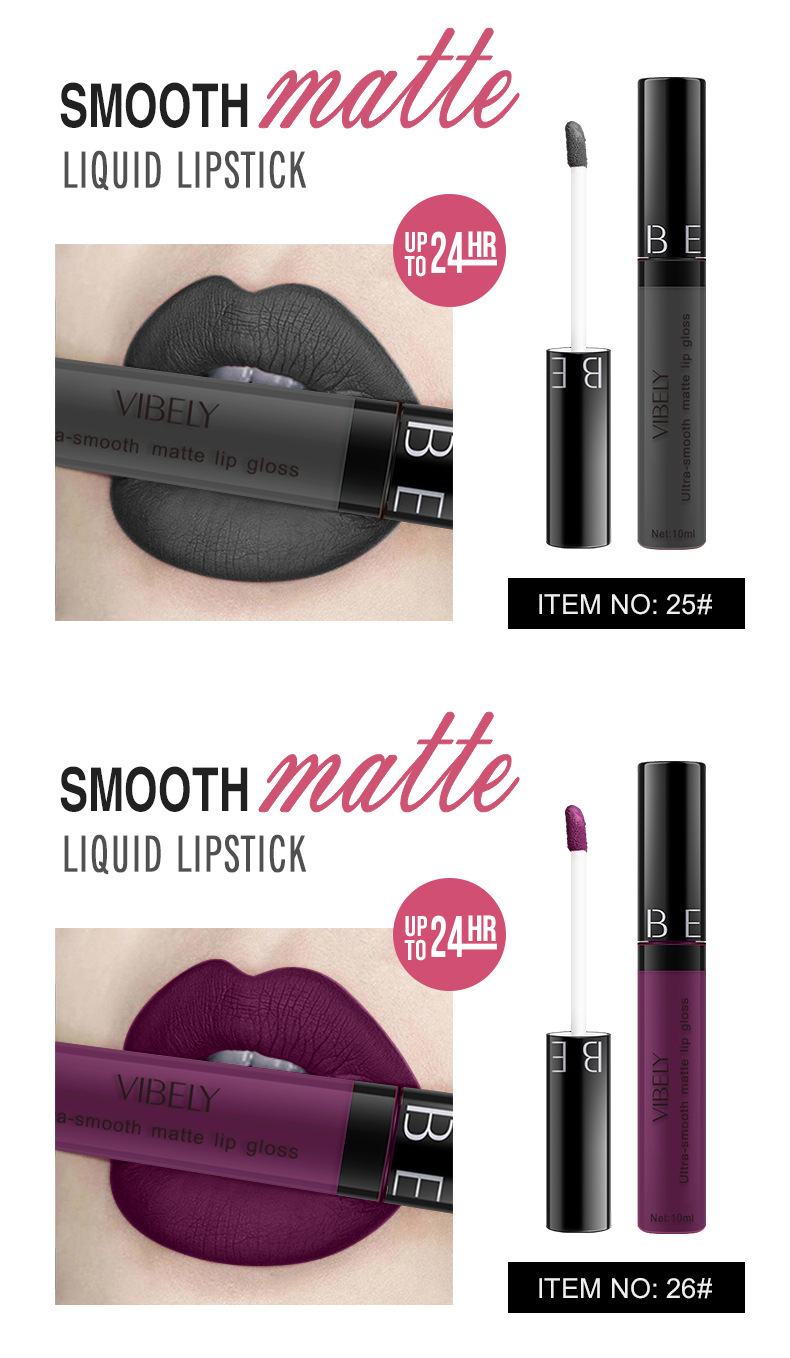VIBELY Cross-border Makeup Amazon matte non-stick cup lip gloss Non-fading long-lasting liquid Lipstick Export version undefined