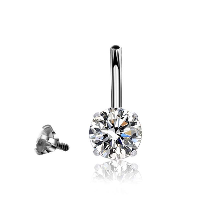 Zirkon Bauchnabelpiercing Aus Edelstahl Vier-kralle Gefasst_voghion.com