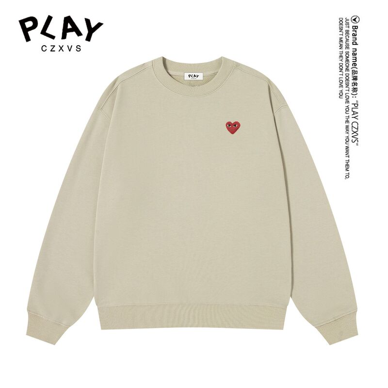 Cross-Border Japanese Trendy Brand Play Comme Des Garçons Heart Embroidery Sweatshirt Unisex Versatile Pure Cotton Heart Crewneck Sweatshirt