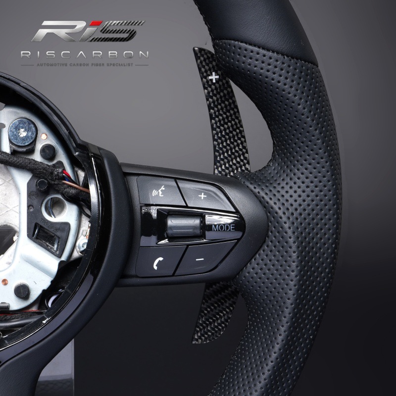Compatible with BMW flat-bottom black leather steering wheel F30F10F15F16F20F25F01 LED carbon paddle shifters