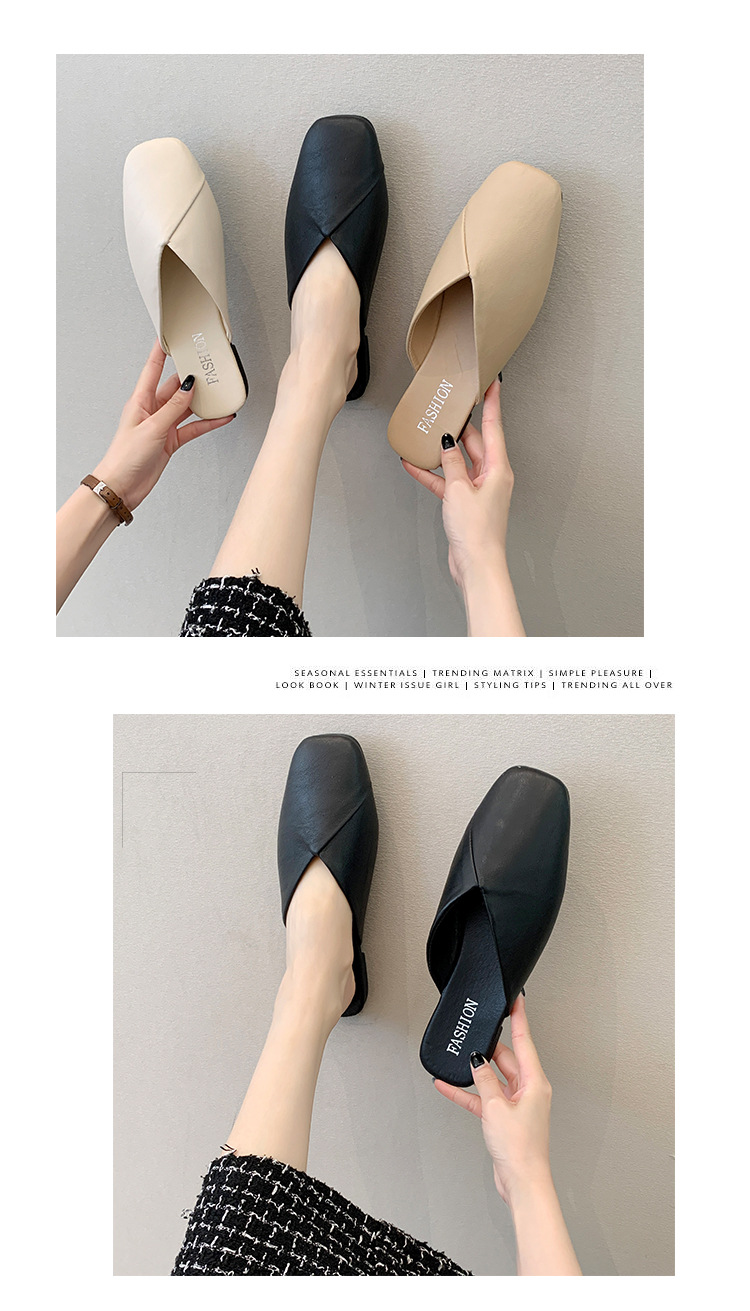 Women's Elegant Commute Solid Color Square Toe Flat Slippers display picture 3