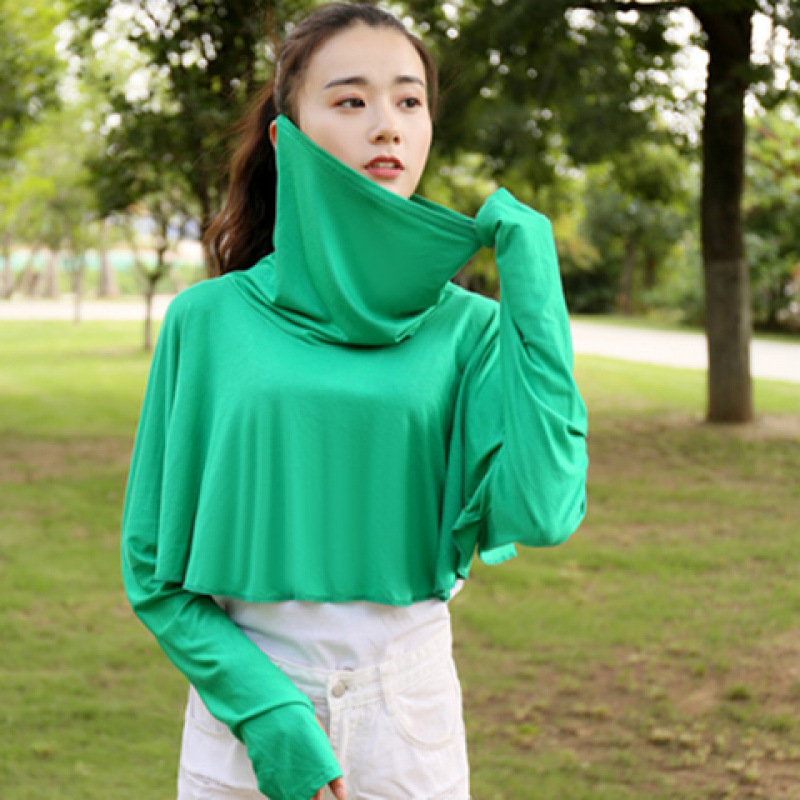 夏のサイクリング用モーダル薄手日焼け止め服、ゆったりとした長袖日焼け止め、顔と首を覆う女性用日焼け止め服|undefined