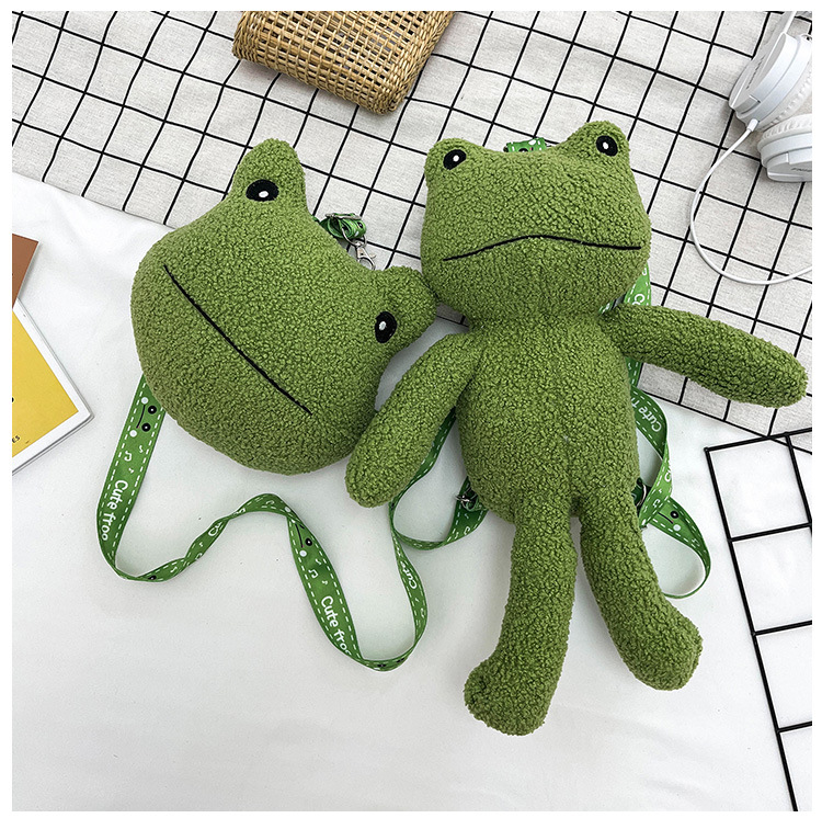 2021 Autumn New stylish and cute green frog single-shoulder crossbody bag wallet plush toy birthday gift for girls undefined