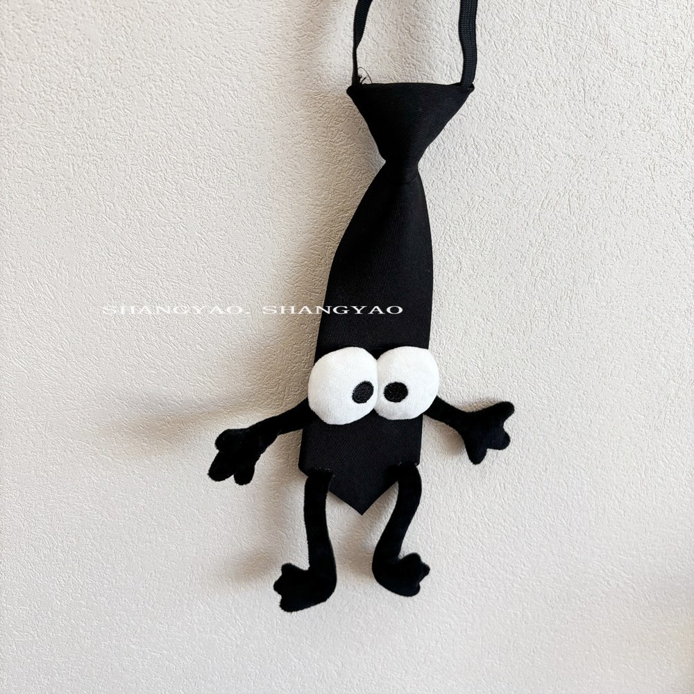 Design Genitore-Figlio Senso Nero Piccola Palla di Carbone Cartone Animato Nodo Maglietta Accessorio Personalità Moda Versatile Piccola Cravatta_voghion.com