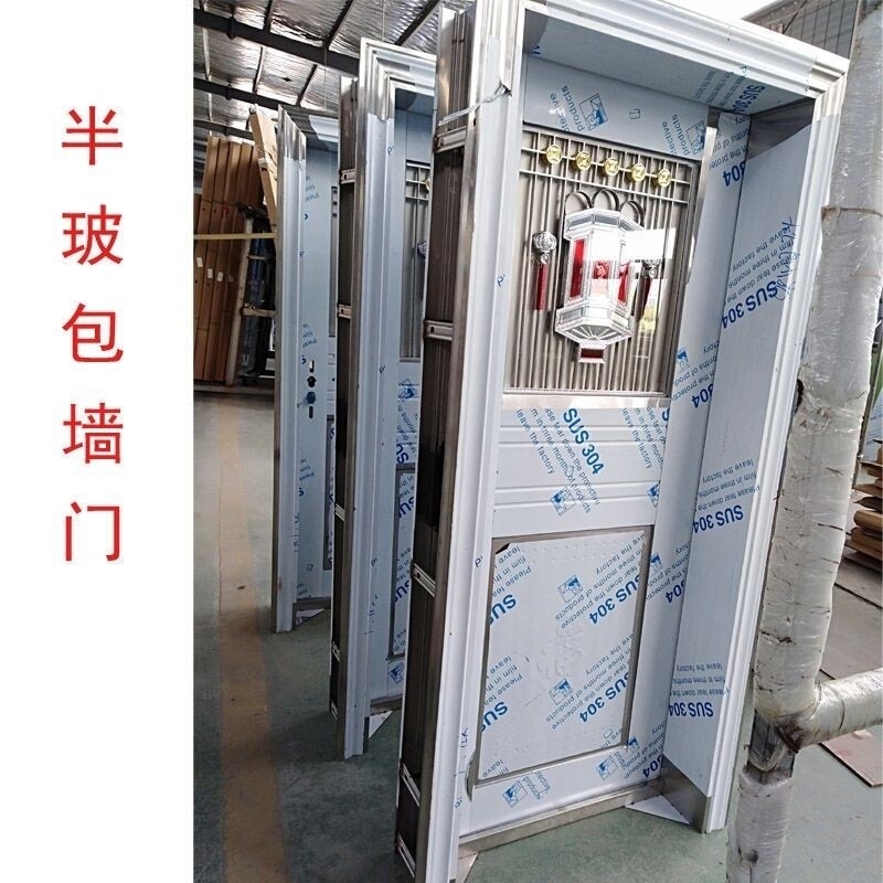 304,201 Stainless Steel Anti-Theft Door, Thickened Double-Door Entry Door for Rural Areas, Villa Main Door Set Furniture