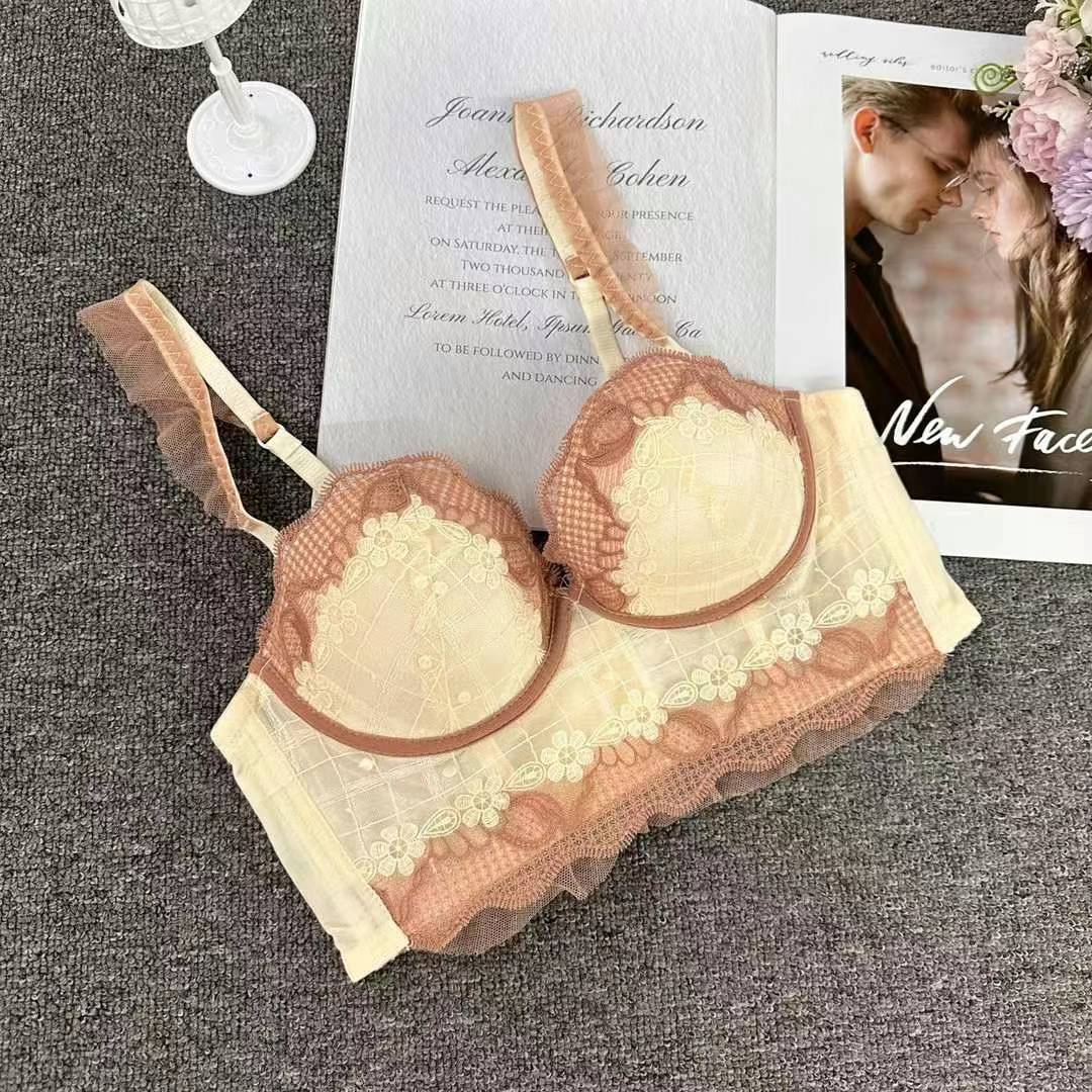 Nuevo sujetador de alta calidad de moda de encaje jacquard transpirable ajustable confortable tipo de pecho pequeño tipo de ropa interior para mujeres
