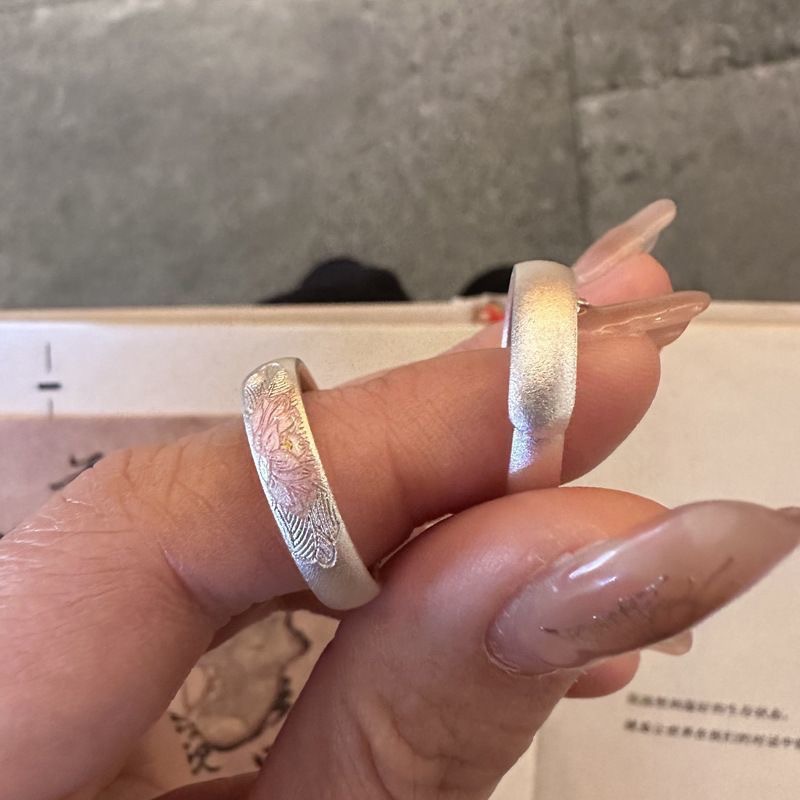 Lotus Oil-Drip Ring for Women, Niche Chinese-Style National Style Index Finger Ring, High-End Design