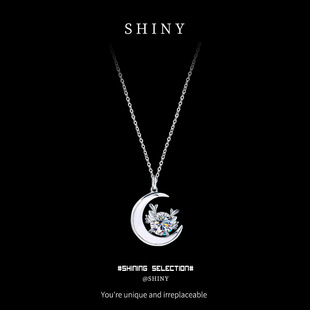 Eloch S925 Silver Korean Style Distinctive Trendy Diamond Cross Pendant Necklace Elegant Sweet Clavicle Chain Mossan Chain