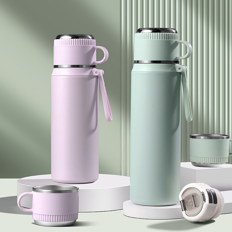 Chuangwu Society Taza de aislamiento térmico para niños, estudiantes de secundaria y secundaria 316 acero inoxidable taza de agua de paja especial para mujeres portátiles