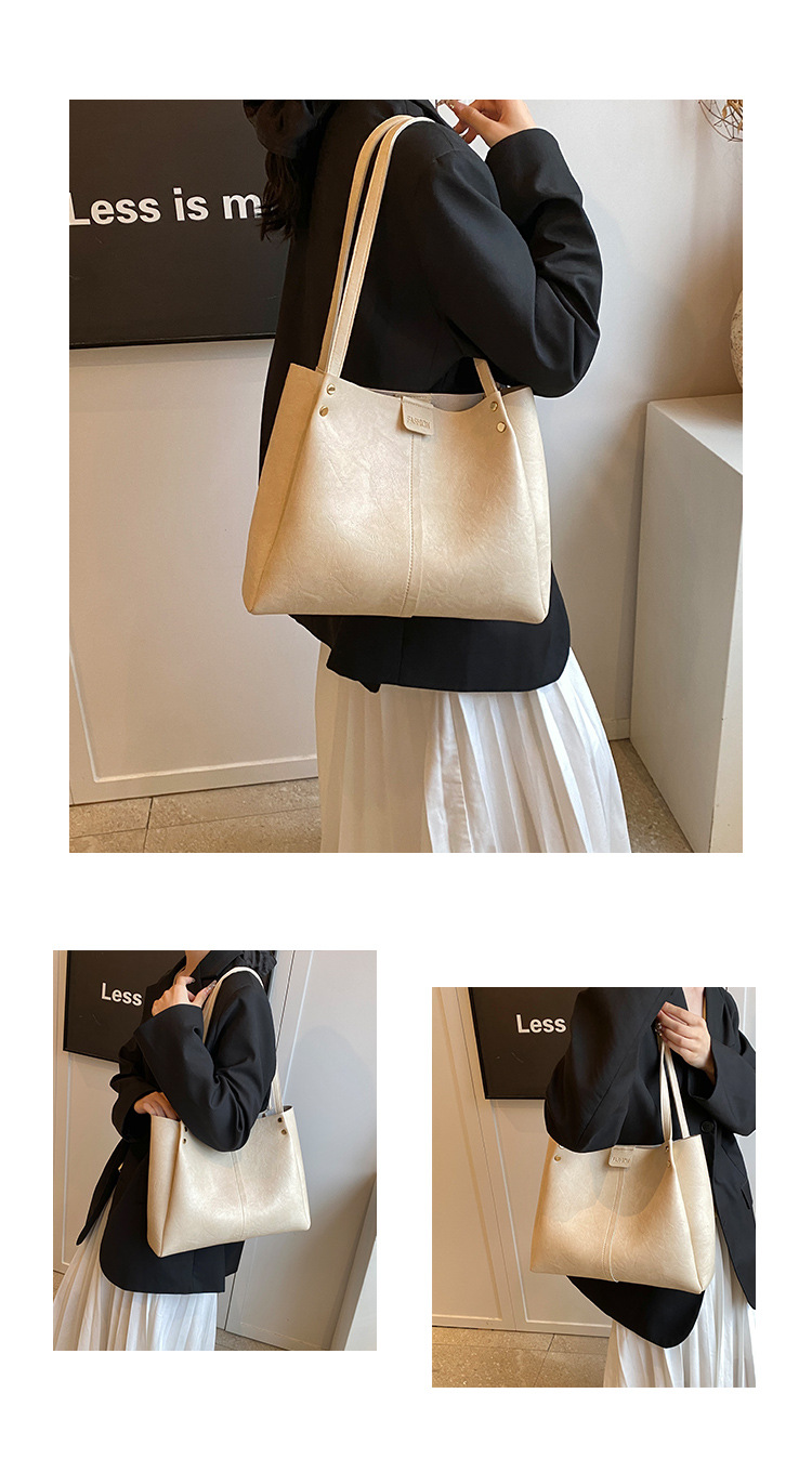 The new 2024 autumn collection features a retro, simple, large-capacity, solid-color, fashionable and individual single-shoulder underarm tote women's bag undefined
