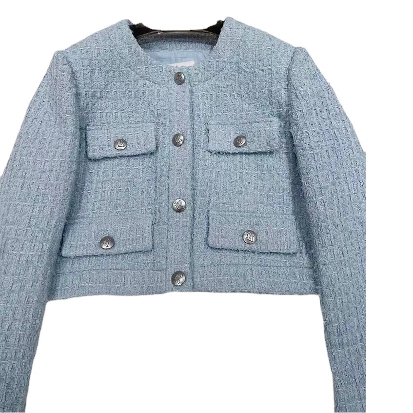 Saco Corto de Tweed Estilo Chanel para Mujer, Poliéster