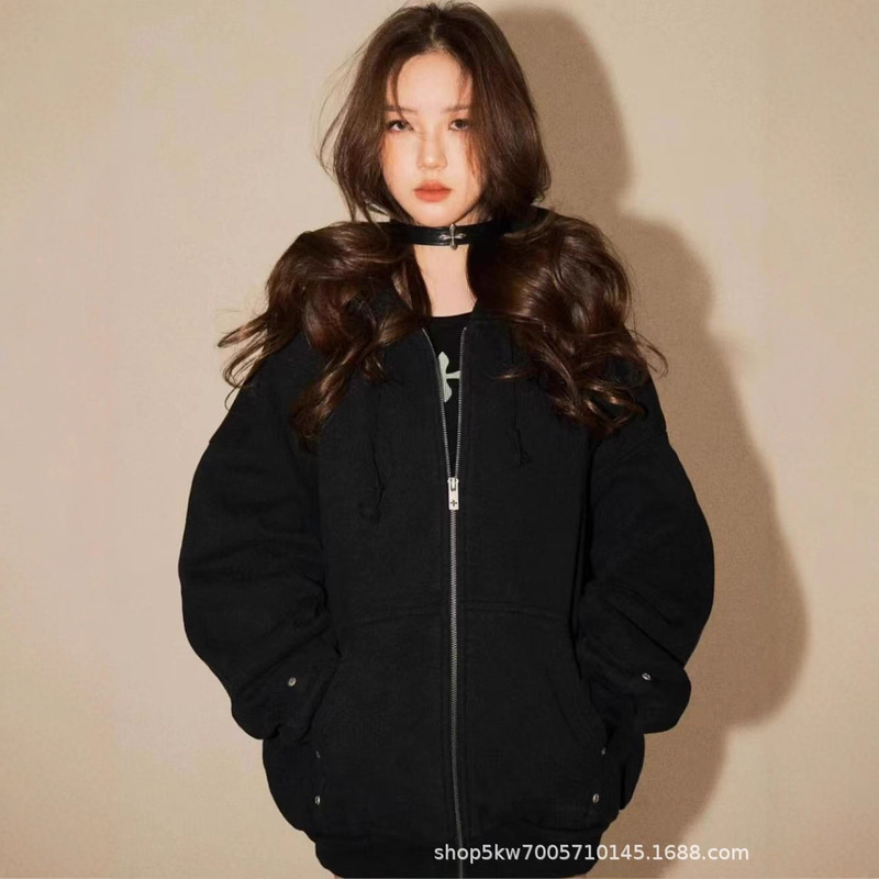 Smfk Cross Flower Classic Zipper Hoodie Star Same Style Hooded Sweatshirt Jacket Cardigan Spring