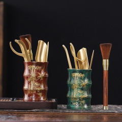 純銅茶道六君子套裝功夫茶具配件茶夾鑷子茶杯茶葉夾子整套