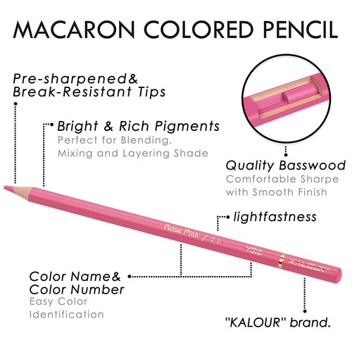 Factory direct sale KALOUR 50 pieces Macaron color pencil art graffiti pencil painting color lead set