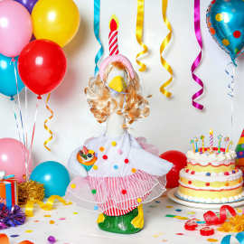 ins爆火生日快乐门廊鹅服装蜡烛蛋糕庆生户外庭院草坪氛围感布置