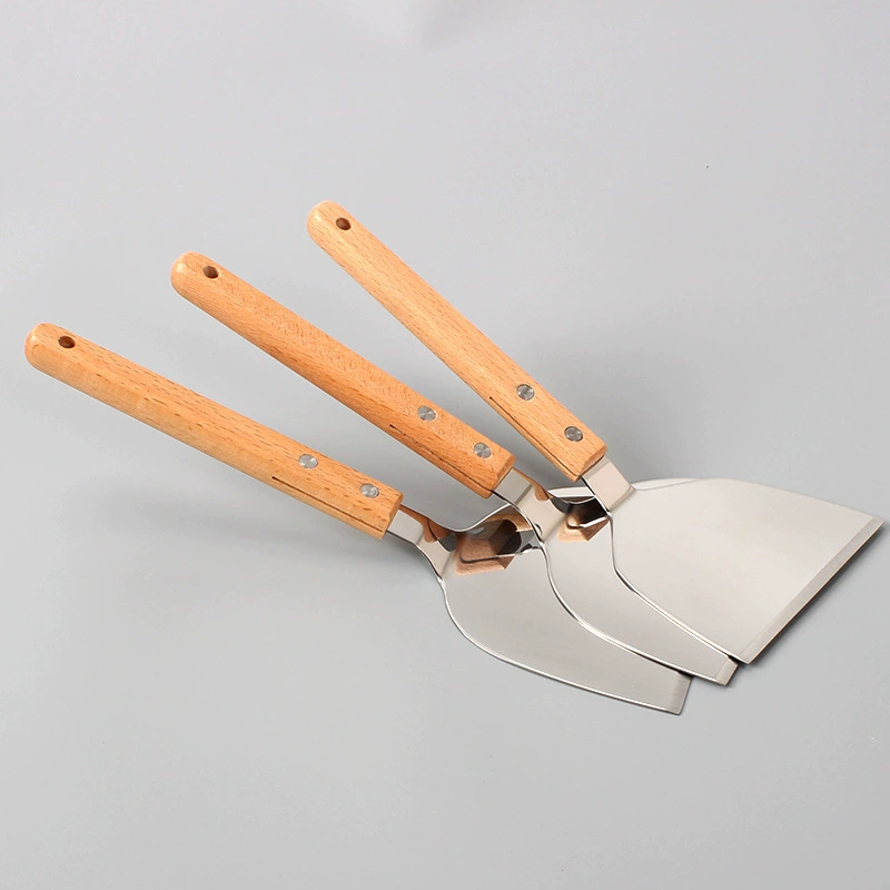 Amazon Boom Wood Hands Stainless Steel Stainless Steel Discovery Powder Flat -Platform Tie Boiler Pancake Fruit Grabbing Tool