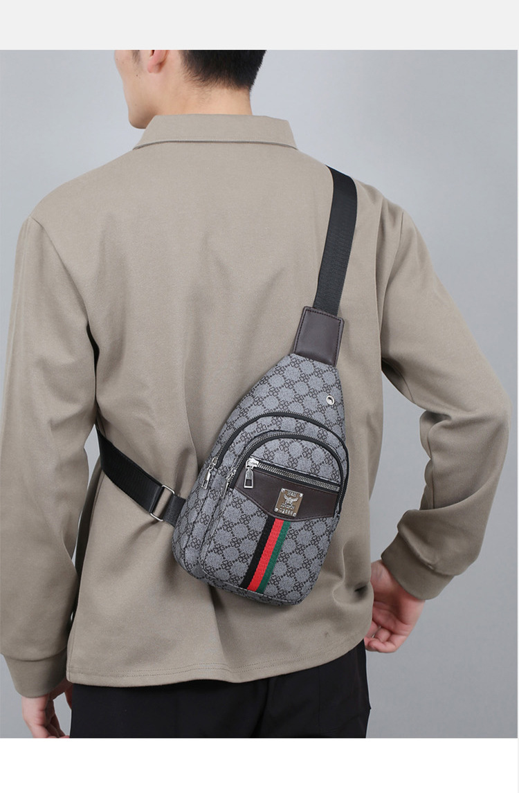 Cross-border chest bag, men's crossbody bag, travel shoulder bag, large-capacity leather bag, sports small backpack, multi-functional men's bag undefined