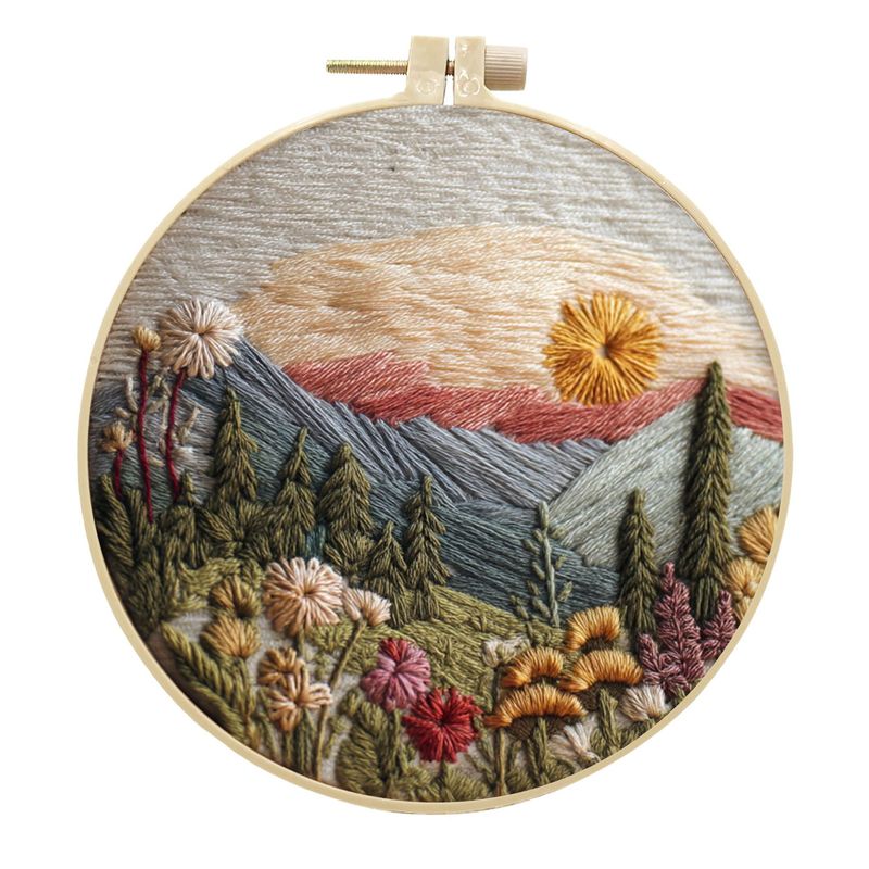 オリジナル-越境新商品 刺繍DIY 風景 手芸布素材キット クリエイティブ手芸針仕事 英語|undefined