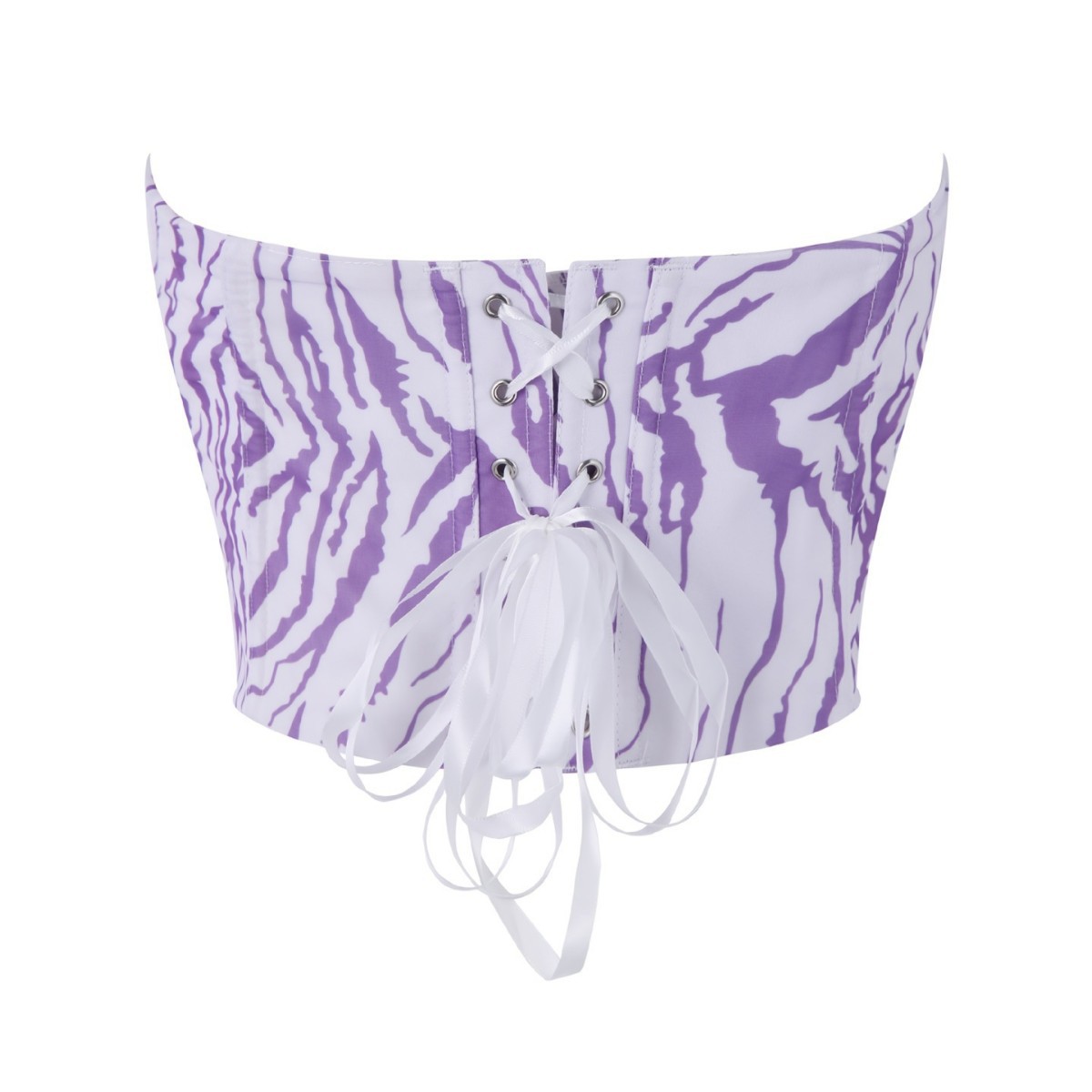 Nueva moda cebra púrpura para el pecho de soporte de pecho delgado sexy no elástico hueso de pescado plástico vestido exterior