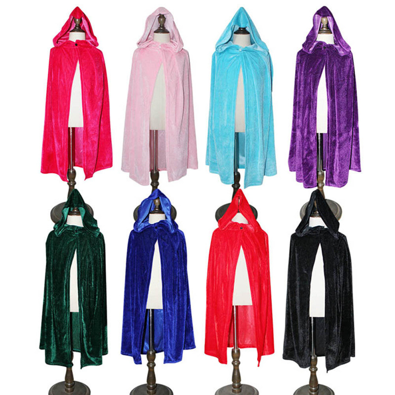 Mid length version Halloween Shawl Christmas Cape Velvet cloak Thin section Hooded Front button On behalf of Cross border