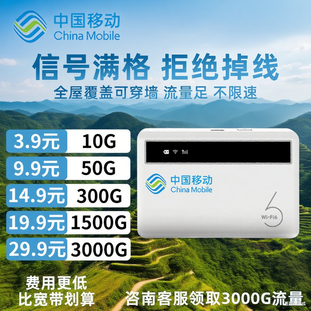 【中国移动】随身网wifi6无线路由器便携户外移动手机上网双网