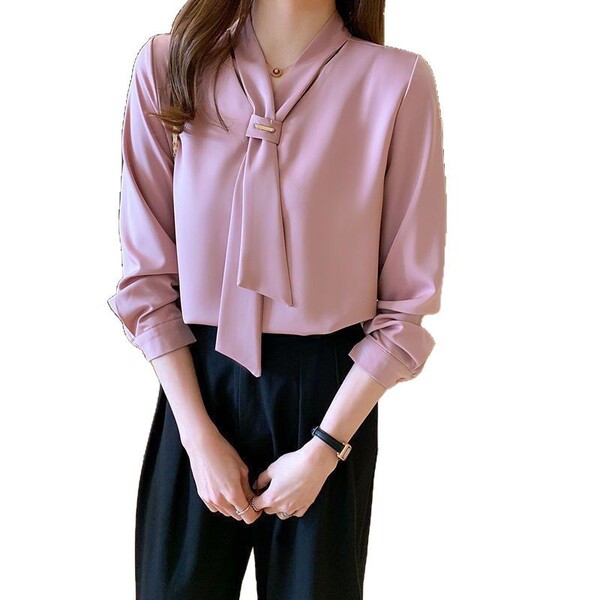 Spring professional white elegant shirt with bow