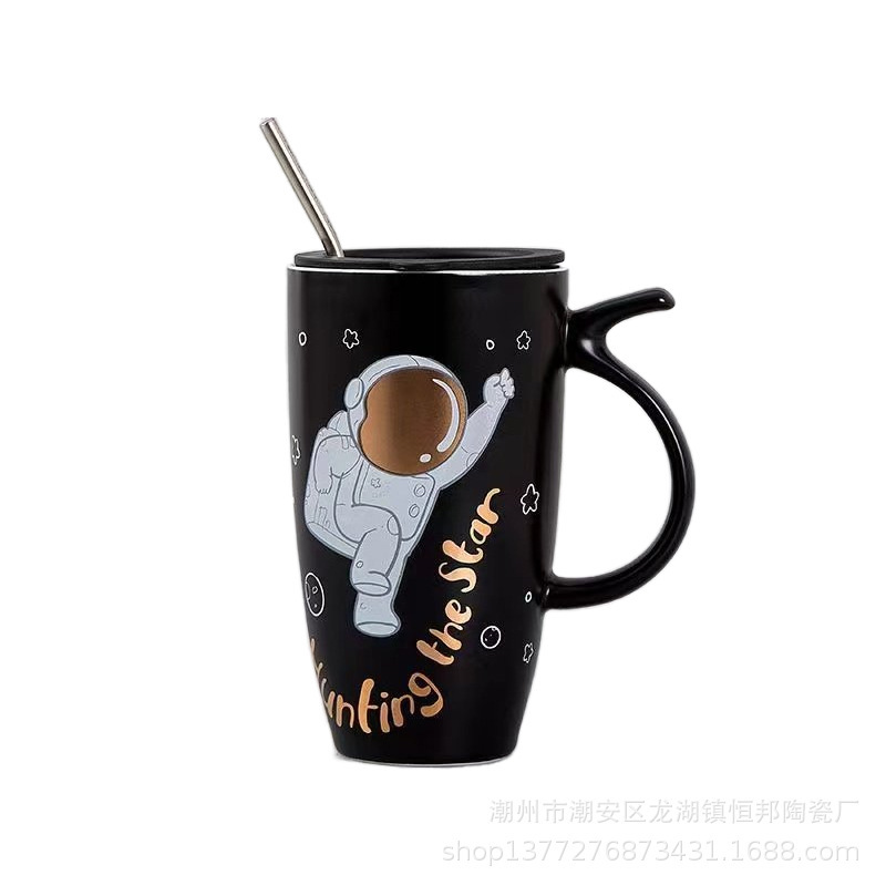 Cosmonauta paseo cosmológico Capacidad de dibujos animados espacio taza de agua de cerámica Regalos de acompañante de eventos de vacaciones