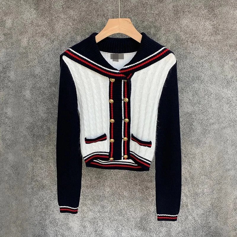 Women's Clothing Source Factory Wholesale Dropshipping Special Price In-Stock Navy Collar Double-Breasted Jr Knitwear 198 Rabbit Wool