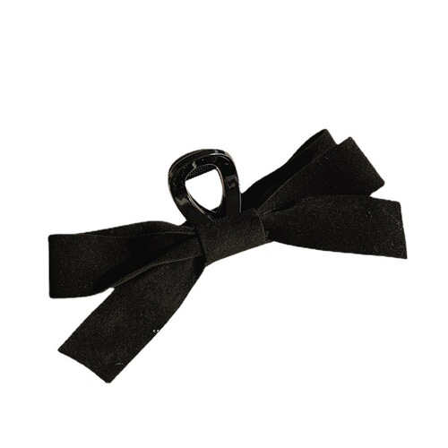 Hepburn style black bow tie clip for women large high-end hairdo Internet celebrity hair clip back of the head shark clip headdress