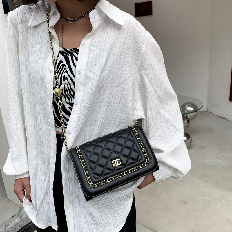 Transfronterizo Chanel estilo rombo cadena pequeña bolsa cuadrada para las mujeres 2022 Otoño e Invierno nueva moda textura hombro bolsa de mensajero