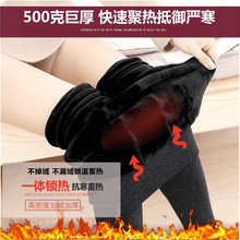 500克加绒打底裤女外穿光腿神器黑色大码连体秋冬季七彩棉可外穿