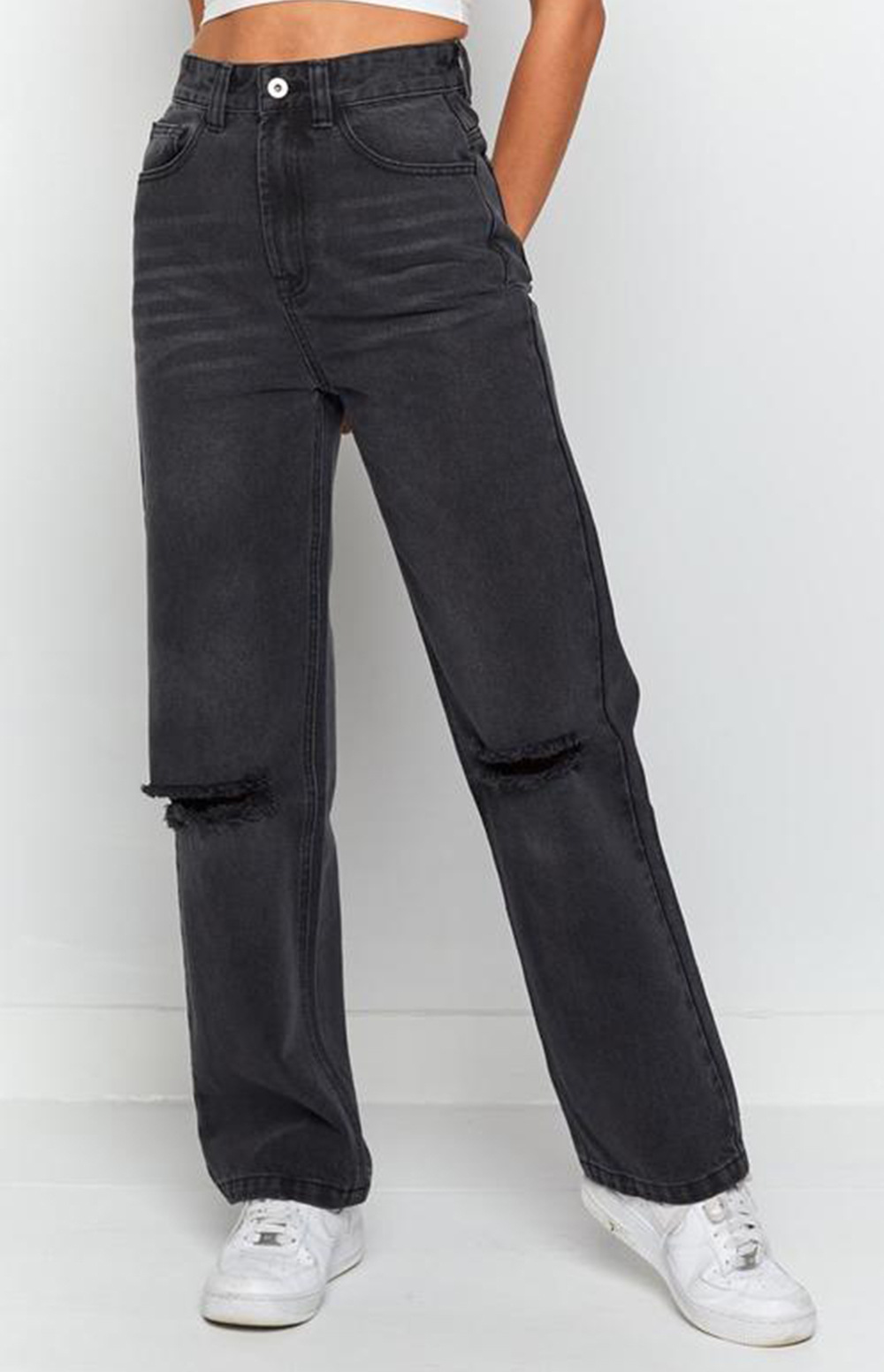 Loose Hole High Waist Straight Street Trendy Jeans - Pants - Uniqistic.com