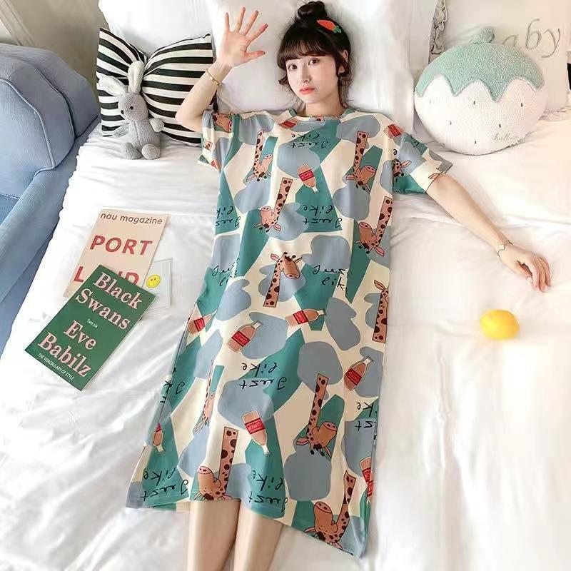 2024 nuevo camisón de verano de las mujeres más tamaño de manga corta de dibujos animados linda chica leche cruda Hu pijamas verano image 28