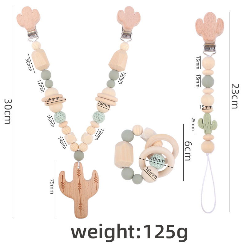 Suministros para bebés Beech cactus clip DIY de dibujos animados mordedor molar pulsera decorativa sonajero colgante conjunto de tres piezas