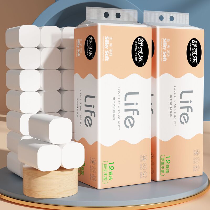 72 rolls of log toilet paper household affordable wood pulp roll paper whole carton batch toilet toilet paper towel roll paper towel