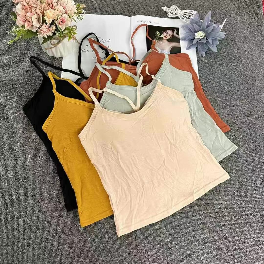 1182 Sujetador de chaleco deportivo de copa fija modal, espalda hermosa, chaleco superior de tubo para dormir de alta elasticidad para mujer, ropa interior